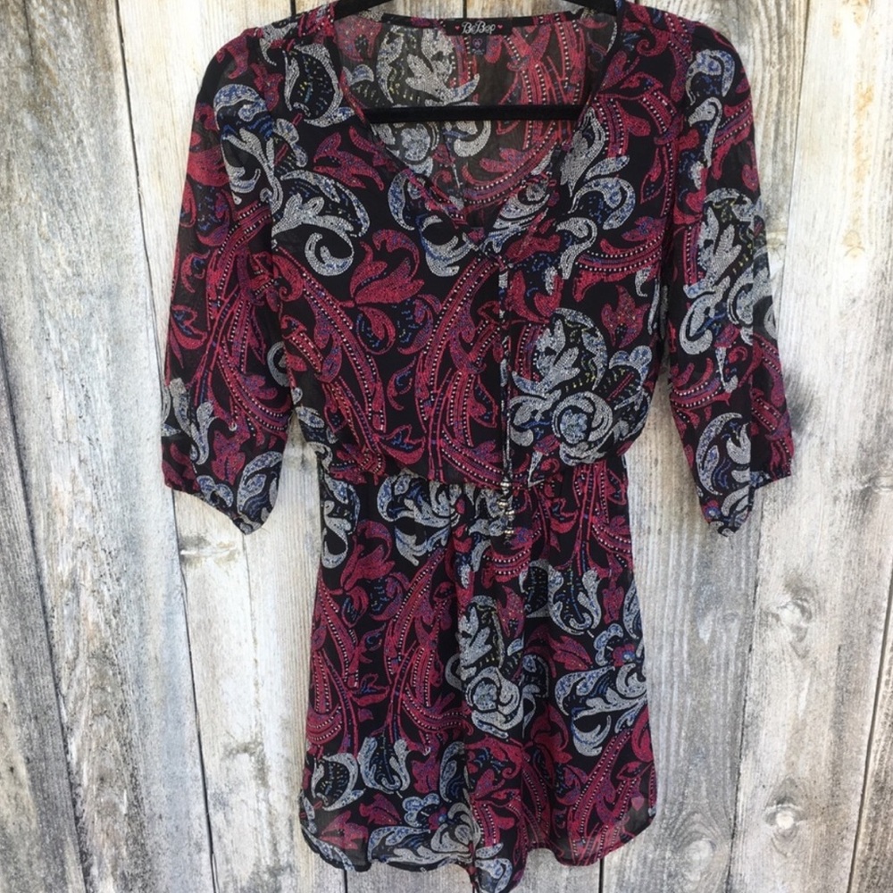 Paisley Printed Long Sleeve Dress BeBop - Picture 4 of 6